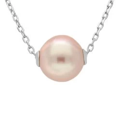 Sterling Silver Pink Pearl Bead Two Piece Set -Boutique Fashion Accessories Store 00095679SterlingSilverPinkPearlBeadNecklace N852