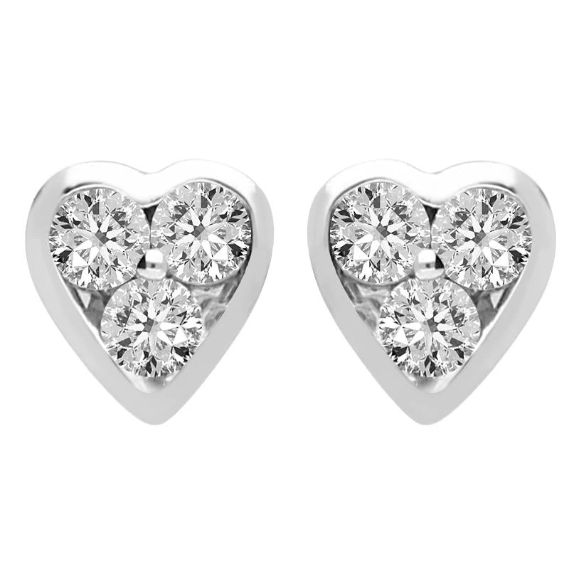 18ct White Gold Heart 0.26ct Diamond Stud Earrings 1 18ct White Gold Heart 0.26ct Diamond Stud Earrings
