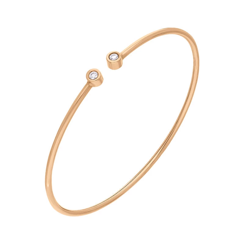 18ct Rose Gold 0.10ct Diamond Two Stone Cuff Bangle 1 18ct Rose Gold 0.10ct Diamond Two Stone Cuff Bangle