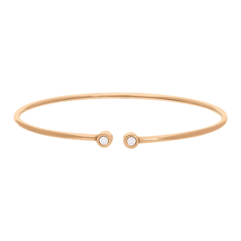 18ct Rose Gold 0.10ct Diamond Two Stone Cuff Bangle 2 18ct Rose Gold 0.10ct Diamond Two Stone Cuff Bangle - Image 2