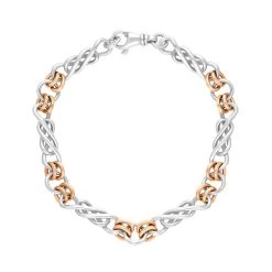 18ct Rose Gold Sterling Silver Celtic Twist Handmade Bracelet