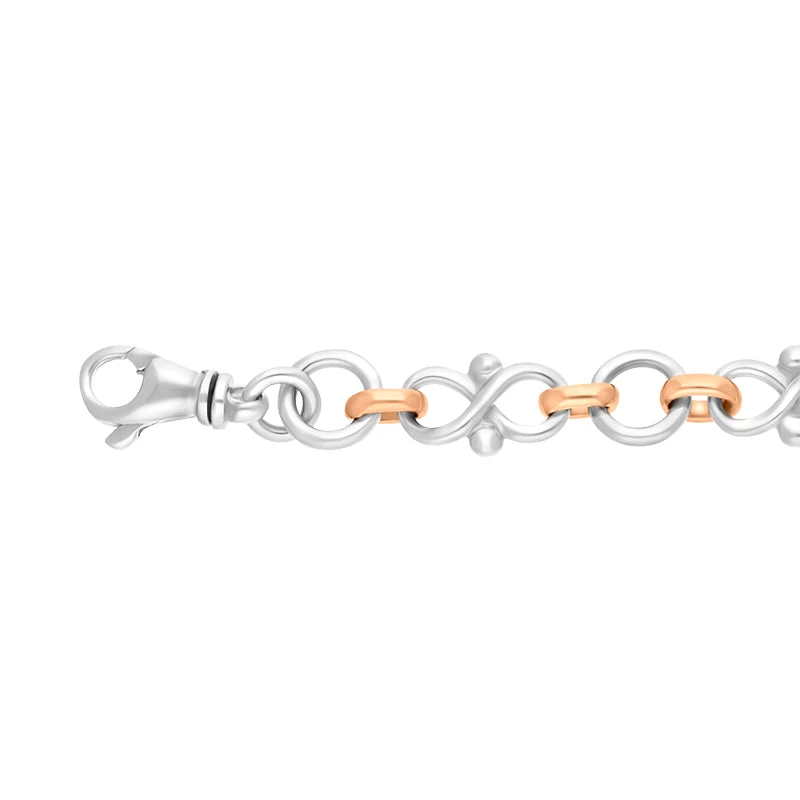 18ct Rose Gold Sterling Silver Infinity Link Handmade Bracelet 2 18ct Rose Gold Sterling Silver Infinity Link Handmade Bracelet - Image 2
