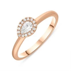 18ct Rose Gold 0.25ct Diamond Pear Cut Cluster Ring
