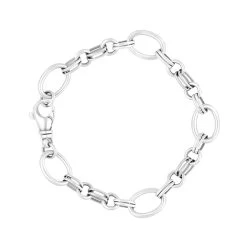 18ct White Gold Double Link Handmade Bracelet
