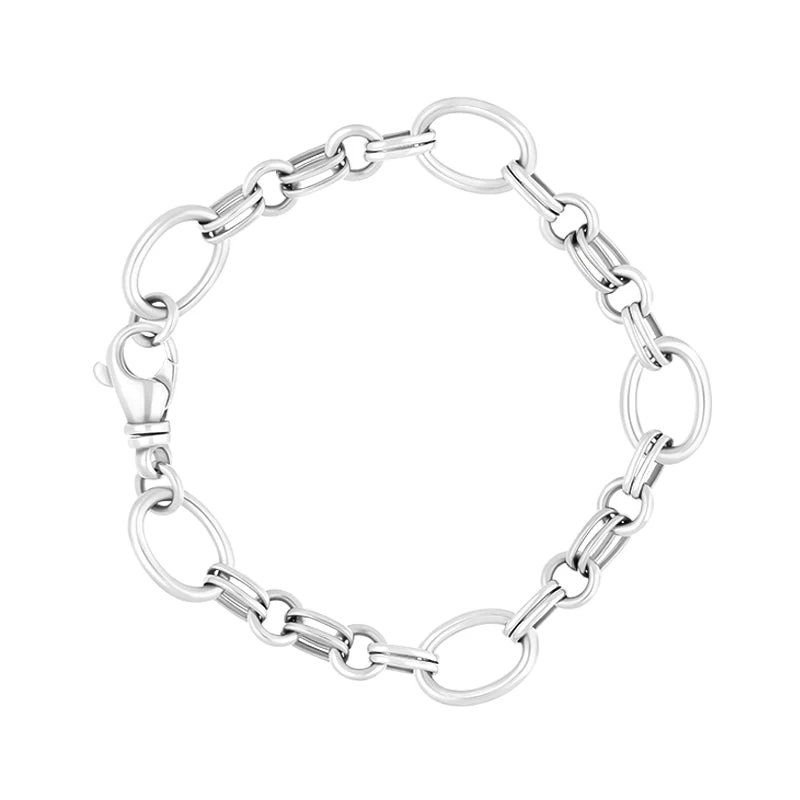 18ct White Gold Double Link Handmade Bracelet 1 18ct White Gold Double Link Handmade Bracelet