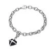 18ct White Gold Blue Goldstone Small Cross Heart Charm Bracelet