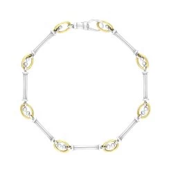 18ct Yellow Gold Sterling Silver Handmade Baton Link Bracelet
