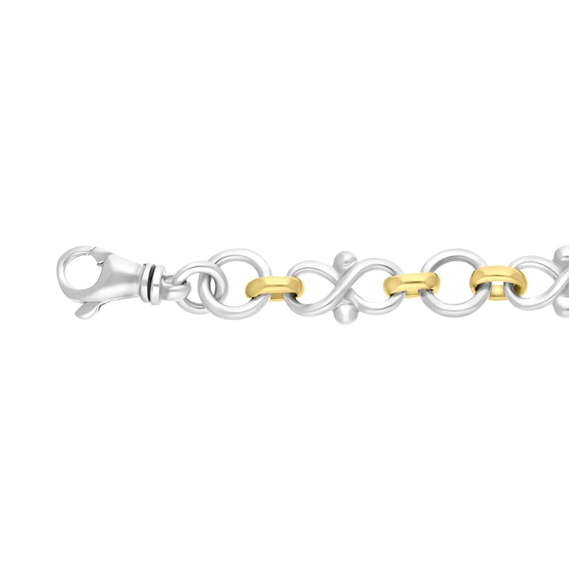 18ct Yellow Gold Sterling Silver Infinity Link Handmade Bracelet 2 18ct Yellow Gold Sterling Silver Infinity Link Handmade Bracelet - Image 2