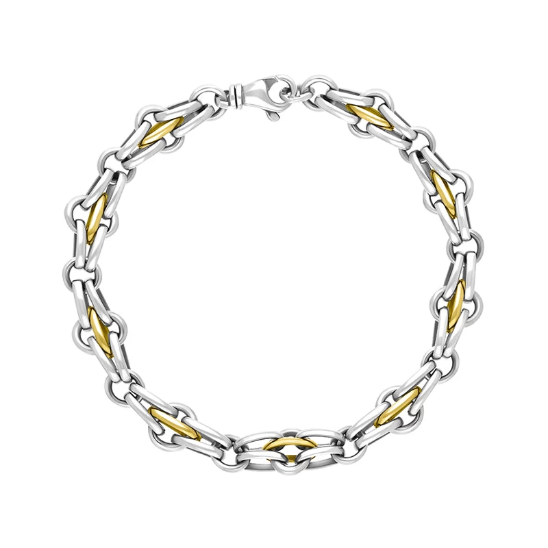 18ct Yellow Gold Sterling Silver Multi Link Cable Chain Bracelet 1 18ct Yellow Gold Sterling Silver Multi Link Cable Chain Bracelet