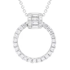 18ct White Gold 0.47ct Diamond Circle Pendant Necklace