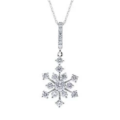 18ct White Gold 0.64ct Diamond Snowflake Necklace