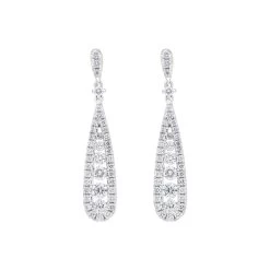 18ct White Gold 0.93ct Diamond Graduated Drop Earrings