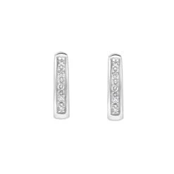 18ct White Gold Diamond 10mm Hoop Earrings