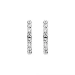 18ct White Gold Diamond 15mm Hoop Earrings
