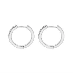 18ct White Gold Diamond 15mm Hoop Earrings -Boutique Fashion Accessories Store 18ct white gold diamond 15mm hoop earrings brn 496 3