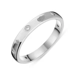 18ct White Gold 0.12ct Diamond Queen's Jubilee Hallmark 3mm Ring