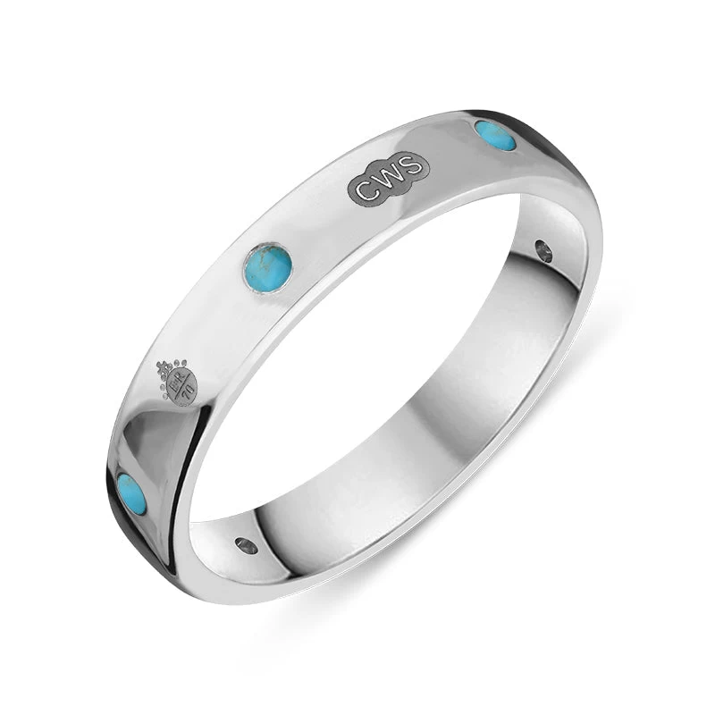 18ct White Gold Turquoise Queen's Jubilee Hallmark 4mm Ring 1 18ct White Gold Turquoise Queen's Jubilee Hallmark 4mm Ring