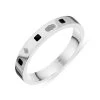 18ct White Gold Whitby Jet Queen's Jubilee Hallmark Princess Cut 3mm Ring
