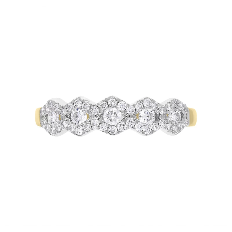 18ct Yellow Gold 0.43ct Diamond Half Eternity Cluster Ring 2 18ct Yellow Gold 0.43ct Diamond Half Eternity Cluster Ring - Image 2