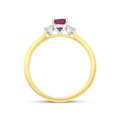 18ct Yellow Gold Ruby Diamond Pear Cut Three Stone Ring -Boutique Fashion Accessories Store 18ct yellow gold ruby diamond pear cut three stone ring FEU 2740 3
