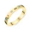 18ct Yellow Gold Turquoise 0.05ct Diamond Queen's Jubilee Hallmark Princess Cut 3mm Ring