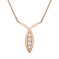 18ct Rose Gold 0.28ct Diamond Fish Necklace