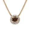 18ct Rose Gold Brown And White Diamond Round Cluster Pendant