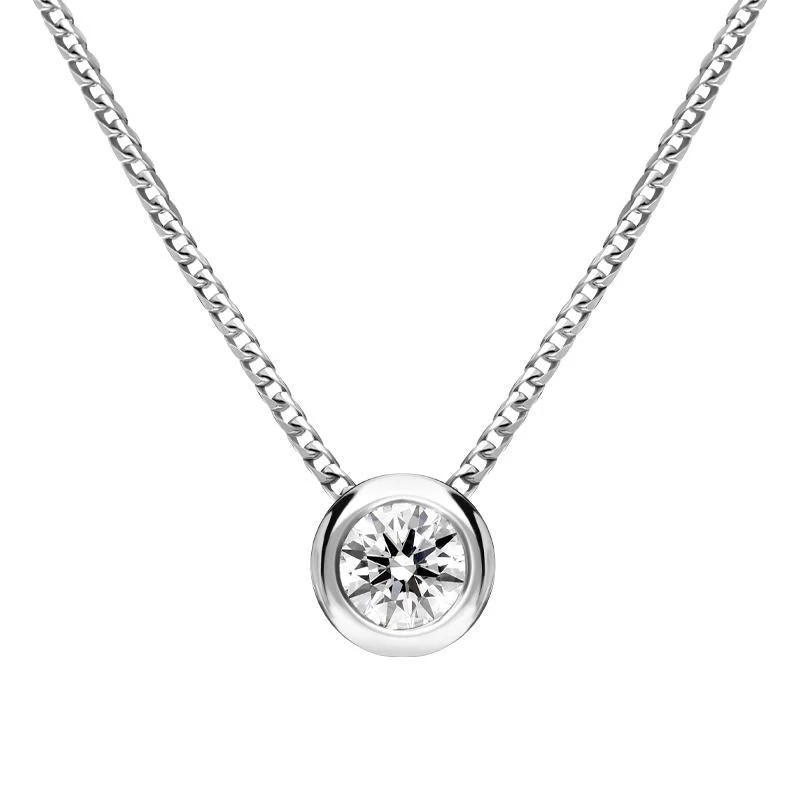 18ct White Gold 0.31ct Diamond Round Tube Set Pendant 1 18ct White Gold 0.31ct Diamond Round Tube Set Pendant