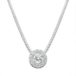 18ct White Gold 0.36ct Diamond Claw And Pave Set Round Necklace
