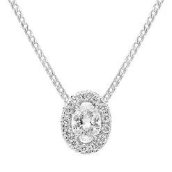 18ct White Gold 0.44ct Diamond Pave Oval Necklace