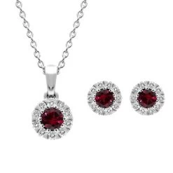 18ct White Gold Ruby Diamond Two Piece Gift Set