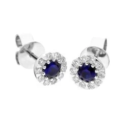 18ct White Gold Sapphire Diamond Two Piece Gift Set -Boutique Fashion Accessories Store 18ctWhiteGoldSapphireDiamondTwoPieceGiftSet S148earringside