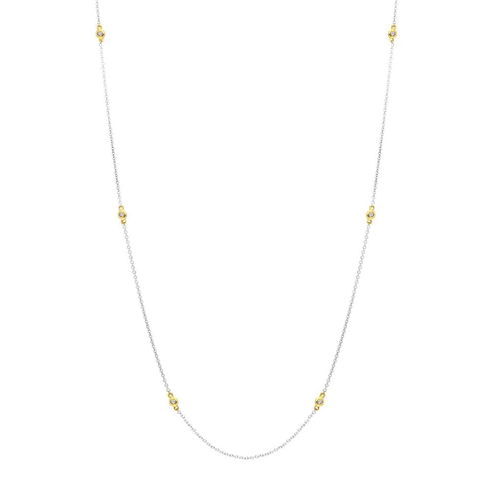 18ct White And Yellow Gold Diamond Necklet 1 18ct White And Yellow Gold Diamond Necklet