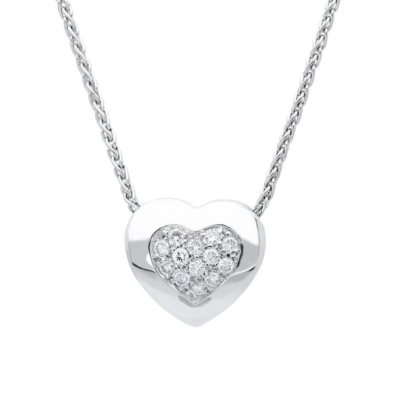 18ct White Gold 0.12ct Diamond Heart Necklace 1 18ct White Gold 0.12ct Diamond Heart Necklace