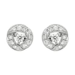 18ct White Gold 0.36ct Diamond Ribbon Edge Stud Earrings