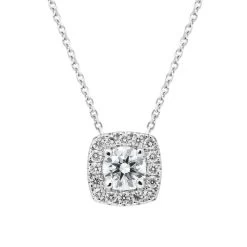 18ct White Gold 0.41ct Diamond Cushion Necklace