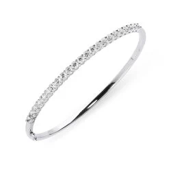 18ct White Gold 2.02ct Diamond Hinged Bangle
