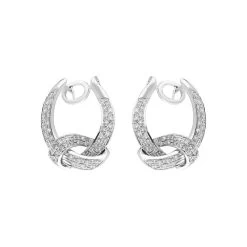 18ct White Gold Diamond Knot Drop Earrings