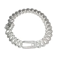 18ct White Gold Diamond Satin Bracelet
