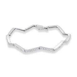 18ct White Gold Diamond Zig Zag Tennis Bracelet
