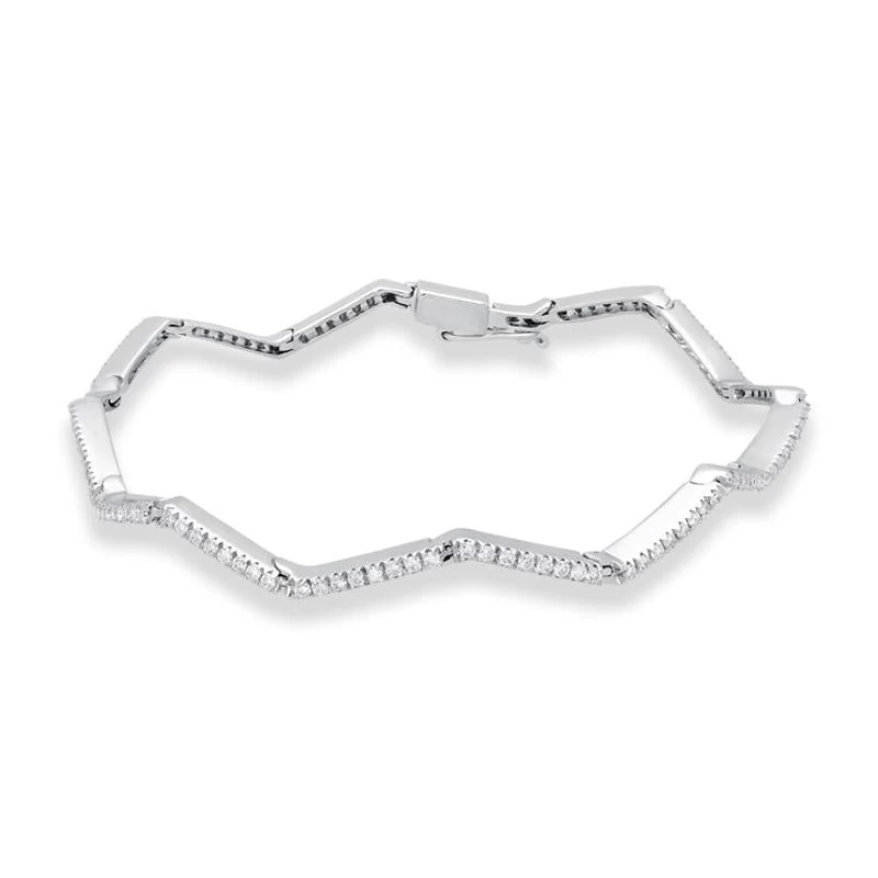 18ct White Gold Diamond Zig Zag Tennis Bracelet