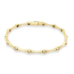 18ct Yellow Gold 0.14ct Diamond Bar Bracelet