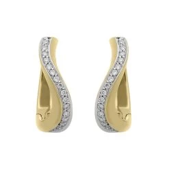 18ct Yellow Gold 0.18ct Diamond Curved Hoop Earrings