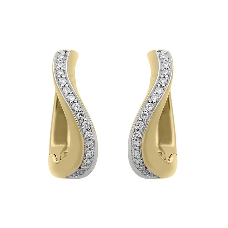 18ct Yellow Gold 0.18ct Diamond Curved Hoop Earrings 1 18ct Yellow Gold 0.18ct Diamond Curved Hoop Earrings