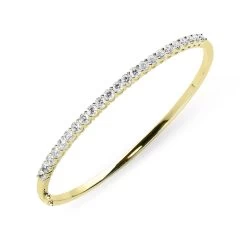 18ct Yellow Gold 2.02ct Diamond Hinged Bangle