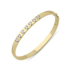 18ct Yellow Gold Diamond Seven Stone Hinged Bangle D