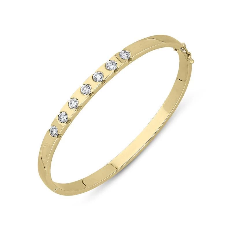 18ct Yellow Gold Diamond Seven Stone Hinged Bangle D 1 18ct Yellow Gold Diamond Seven Stone Hinged Bangle D