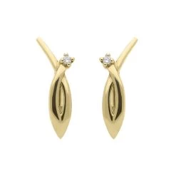 18ct Yellow Gold Diamond Shaped Earrings