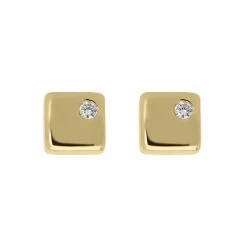 18ct Yellow Gold Diamond Square Stud Earrings