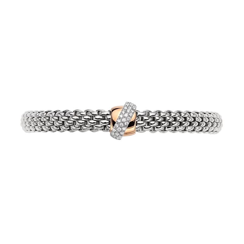 Fope Vendome 18ct White Gold 0.20ct Diamond Rose Gold Rondelle Bracelet 3 Fope Vendome 18ct White Gold 0.20ct Diamond Rose Gold Rondelle Bracelet - Image 3